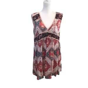 Umgee Size M patchwork look dress. Hi-lo mini coastal flirty baby doll festival